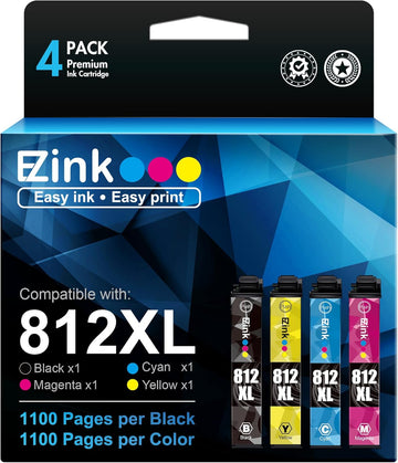 Epson 812 XL T812XL Remanufactured Ink Cartridges(4 Pack)