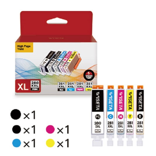 Canon PGI-280XXL CLI-281XXL Compatible Ink Cartridge（5 Pack）