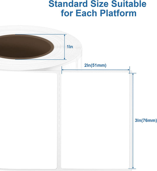 3" x 2" Direct Thermal Label, Compatible with Zebra & Rollo Label Printers, BPA & BPS Free, 1000 Labels