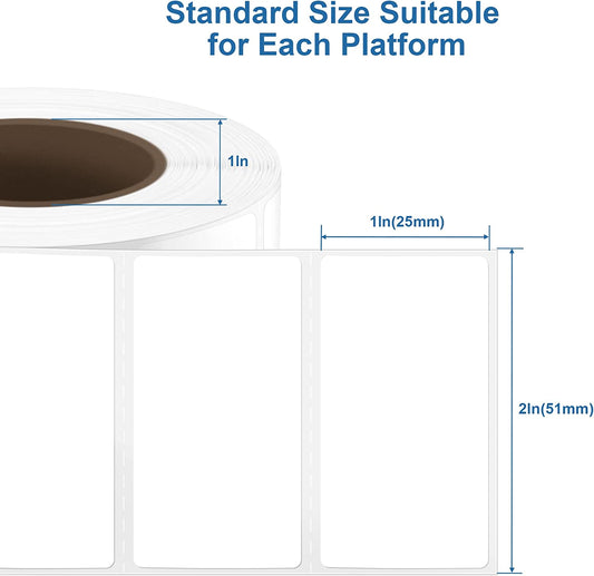 2" x 1" Direct Thermal Label, Compatible with Zebra & Rollo Label Printers, BPA & BPS Free, 1000 Labels