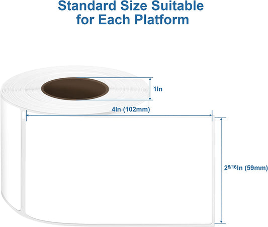 4" x 2" 5/16 Direct Thermal Label, Compatible with Zebra & Rollo & Dymo& Munbyn, BPA & BPS Free, 300 Labels