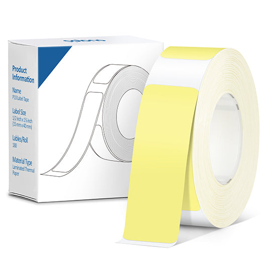 Thermal Label Maker Tape Adapted P10 Label Maker, Standard Laminated Office Labeling, 15mmx40mm/0.5x1.57inch, 180 Labels/Roll, P10 Thermal Printing Label Paper (Yellow)