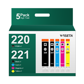 WISETA PGI-220 CLI-221 Compatible Ink Cartridges（5 Pack）